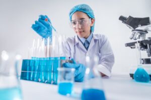Female Scientist Working On Laboratory