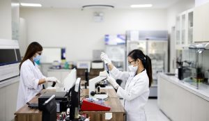 Medical Narrators can help healthcare organizations by narrating modules for healthcare professionals in places like laboratories shown here.